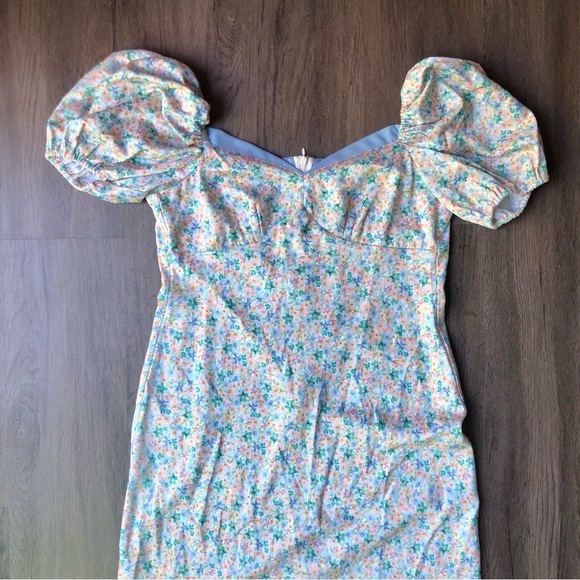Significant Other Floral Dress Size 8 Pink Blue Pastel Puff Sleeve Soft Girl - Picture 1 of 8